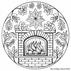 Warm Fireplace Winter Mandala Coloring Pages 3