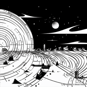 Warping Space-Time: Black Hole Influencing Gravity Coloring Pages 3