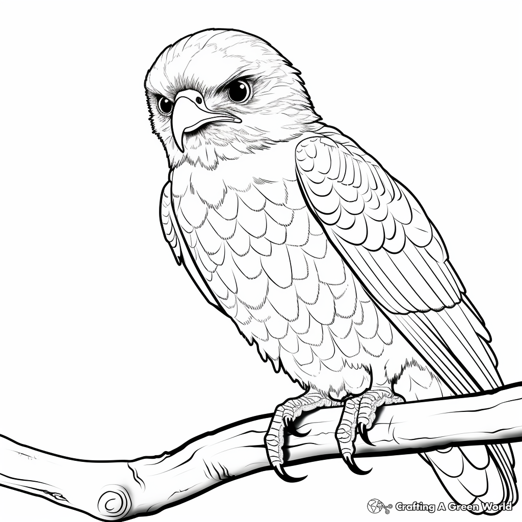 Watchful Hawks: Realistic Bird Coloring Pages 1