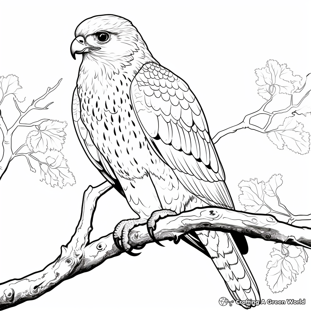Watchful Hawks: Realistic Bird Coloring Pages 4