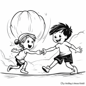 Water Balloon Fight Coloring Pages for Summer 2