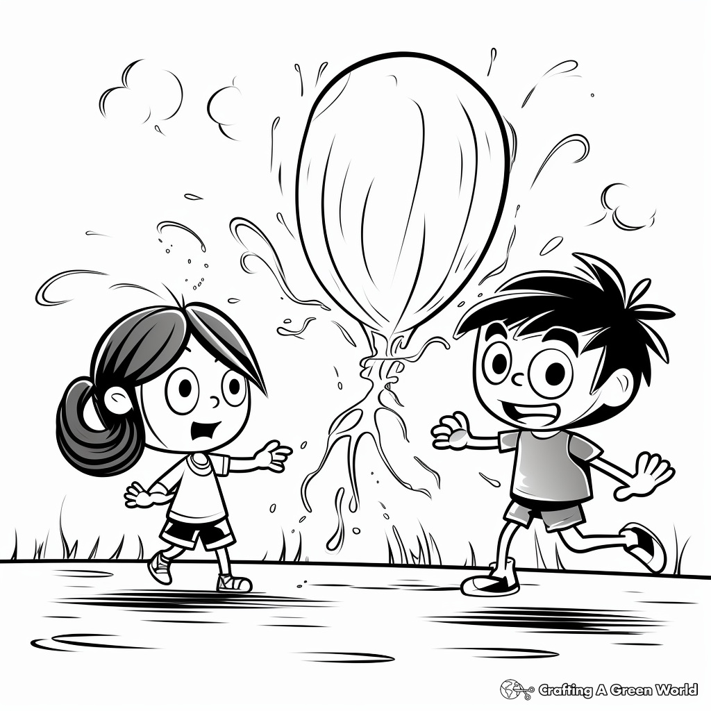 Water Balloon Fight Coloring Pages for Summer 3