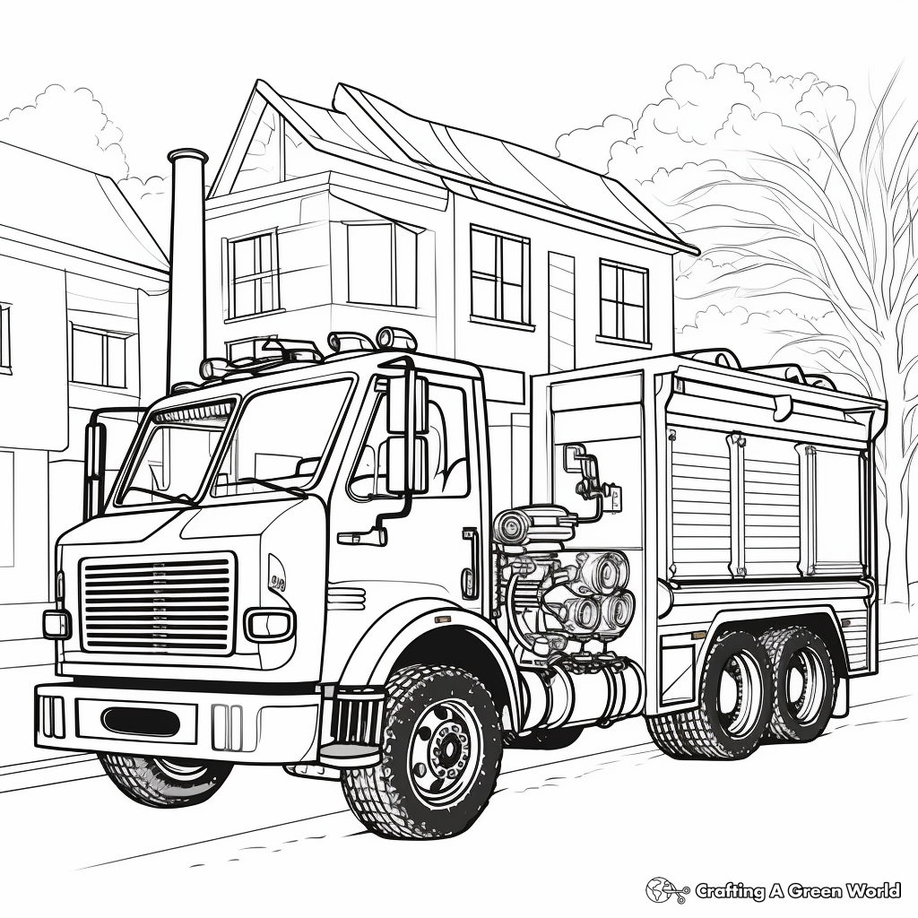 Water Pumping Fire Truck Coloring Pages 1