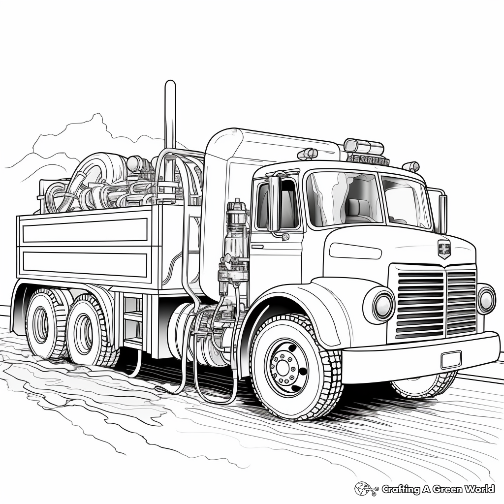 Water Pumping Fire Truck Coloring Pages 2