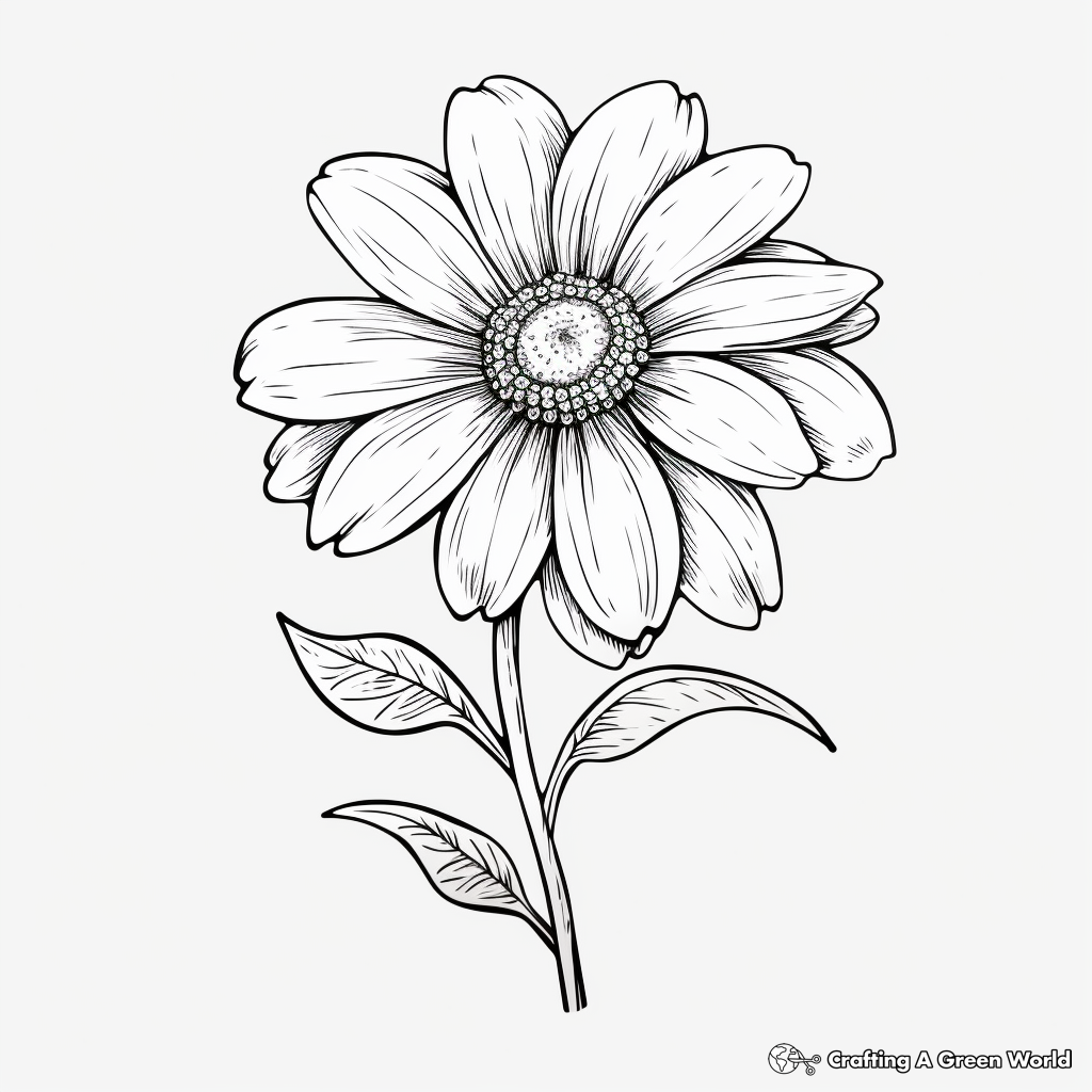 Watercolor-Inspired Daisy Coloring Pages 1