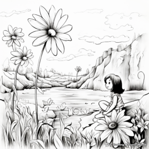 Watercolor-Inspired Daisy Coloring Pages 2