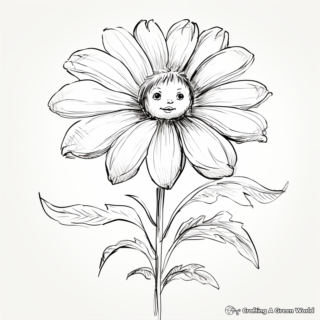 Watercolor-Inspired Daisy Coloring Pages 3
