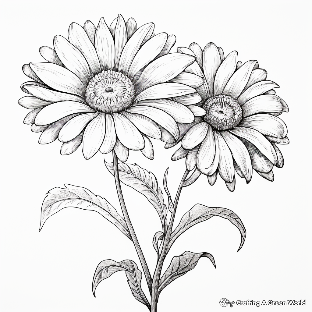 Watercolor-Inspired Daisy Coloring Pages 4