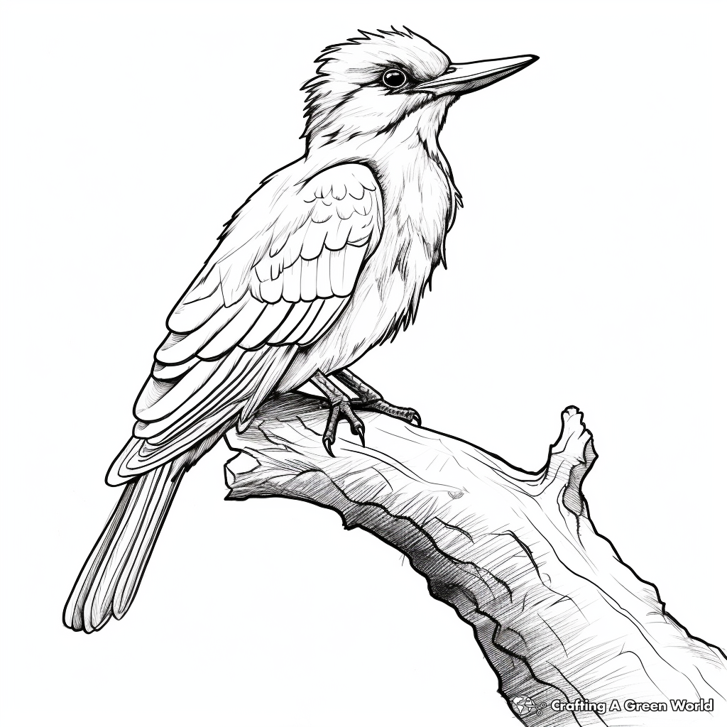 Watercolor-Style Kingfisher Coloring Pages 1