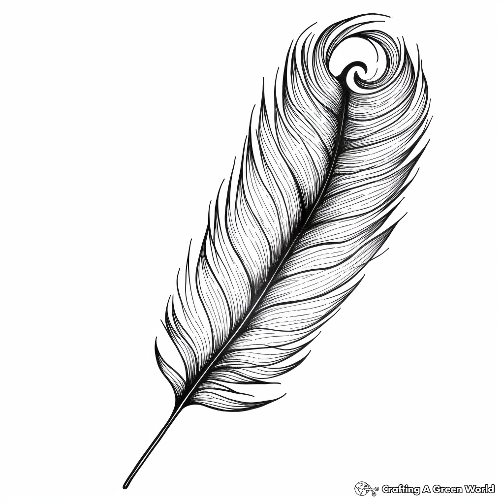 Watercolor Style Peacock Feather Coloring Pages 1