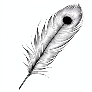 Watercolor Style Peacock Feather Coloring Pages 3
