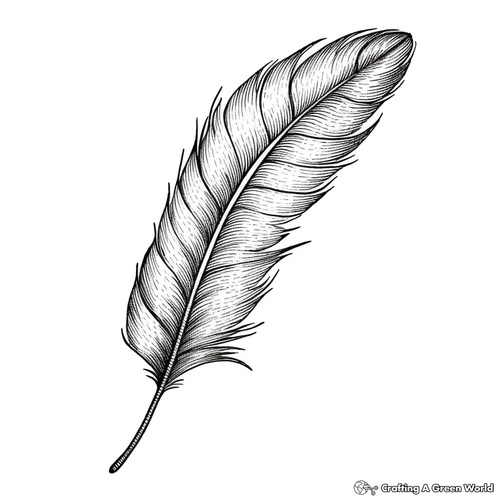 Watercolor Style Peacock Feather Coloring Pages 4