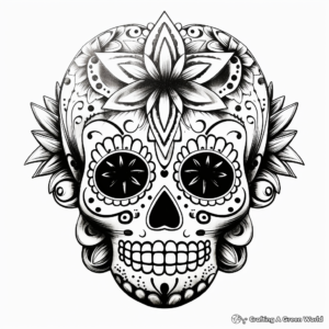 Watercolor Styled Sugar Skull Coloring Pages 3