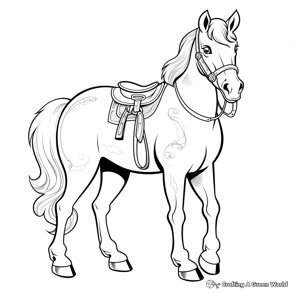 Western Cartoon Sheriff Horse Coloring Pages 1