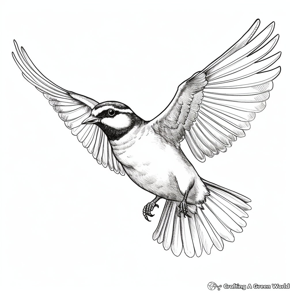 Western Meadowlark in Flight Coloring Sheet 4