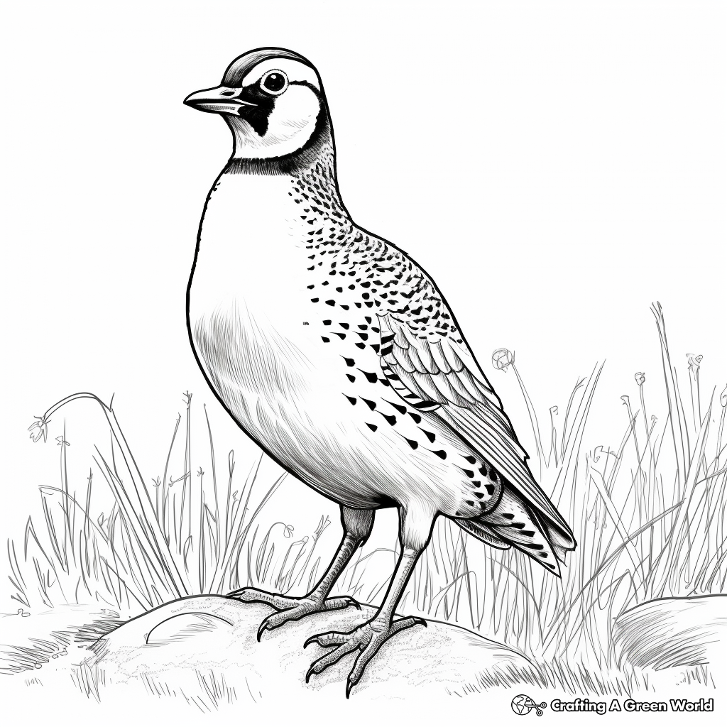 Western Meadowlark Playing in a Field: Children’s Coloring Page 4