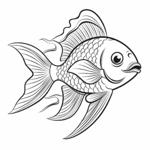 Whimsical Angel Fish Cartoon Coloring Pages 1