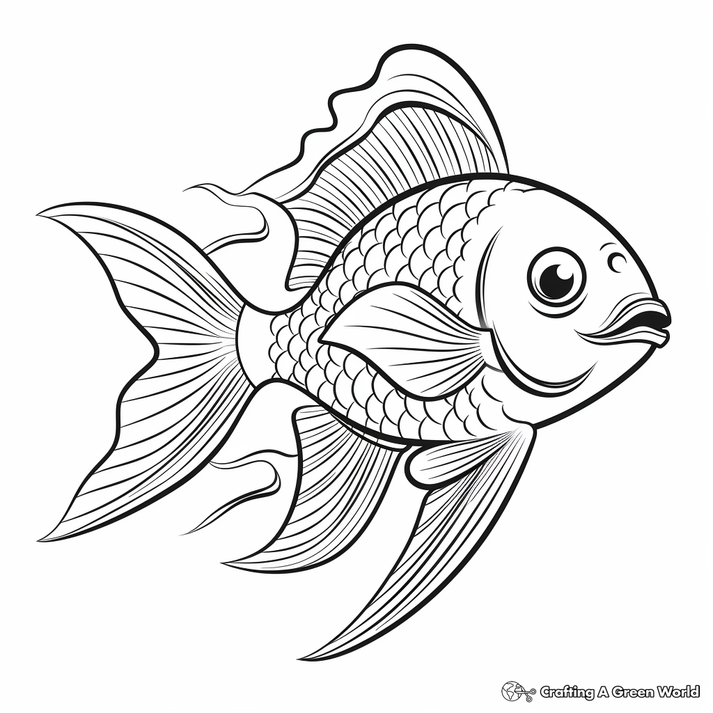 Whimsical Angel Fish Cartoon Coloring Pages 1