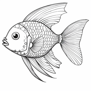 Whimsical Angel Fish Cartoon Coloring Pages 2