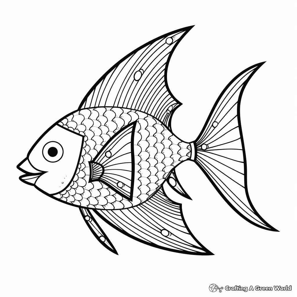 Whimsical Angel Fish Cartoon Coloring Pages 3
