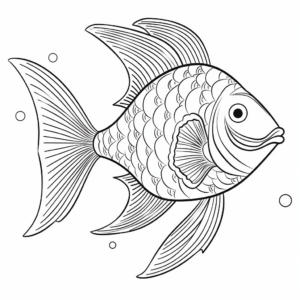 Whimsical Angel Fish Cartoon Coloring Pages 4