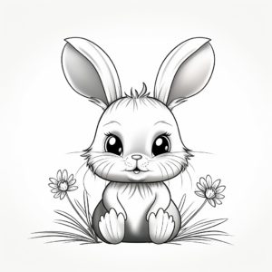 Whimsical Baby Bunny and Friend Coloring Pages 1