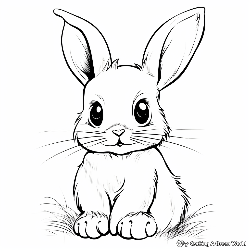 Whimsical Baby Bunny and Friend Coloring Pages 2