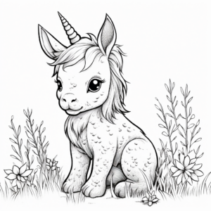Whimsical Baby Unicorn Coloring Pages 3