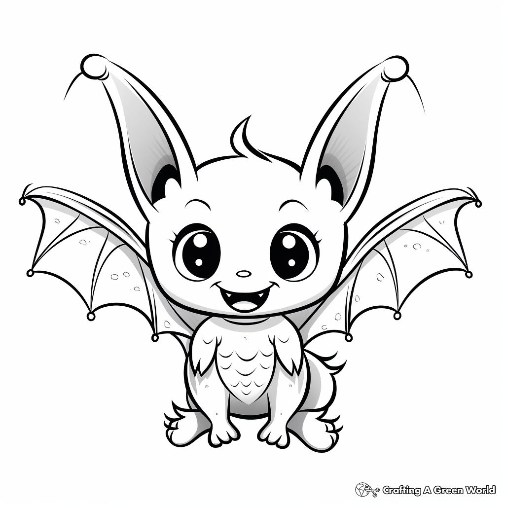 Whimsical Cartoon Bat Coloring Pages 1