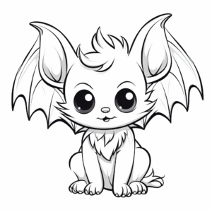 Whimsical Cartoon Bat Coloring Pages 2