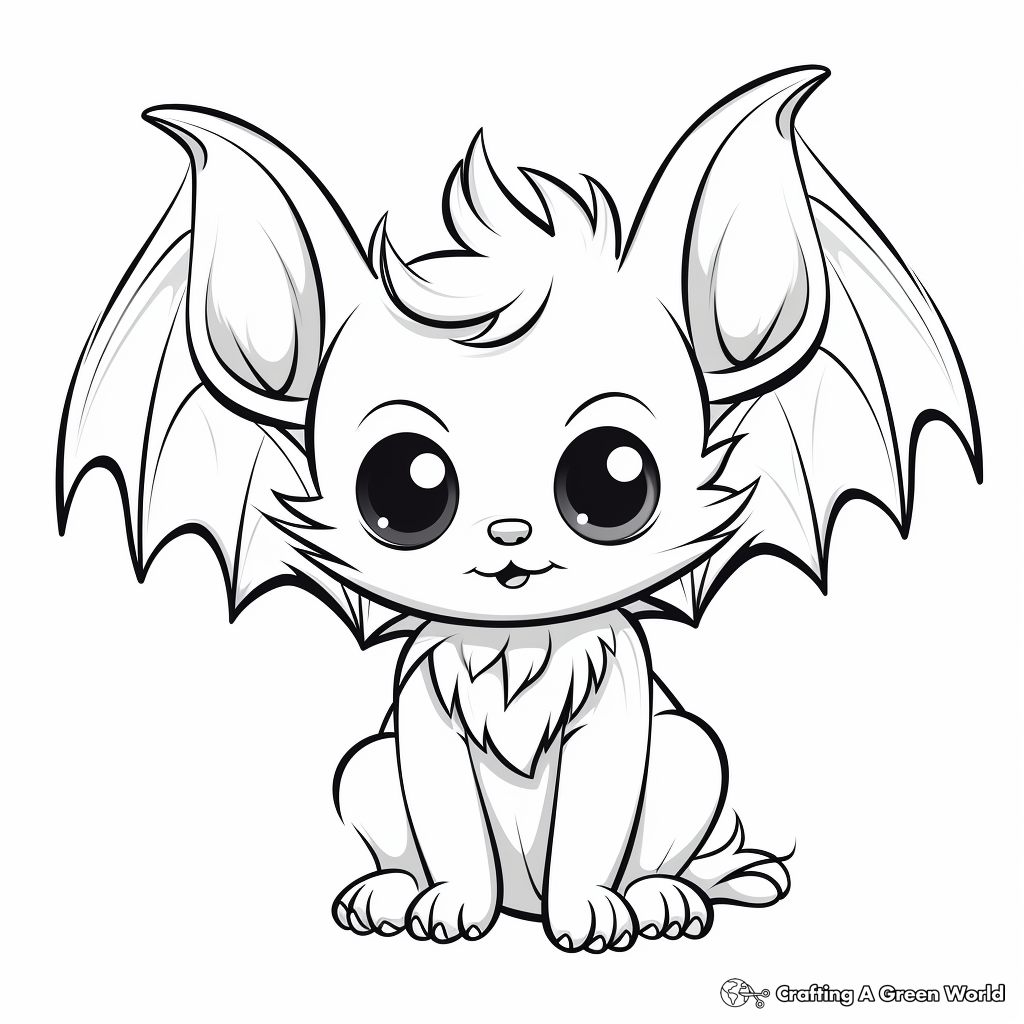 Whimsical Cartoon Bat Coloring Pages 2