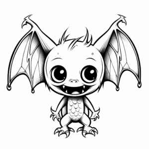 Whimsical Cartoon Bat Coloring Pages 3