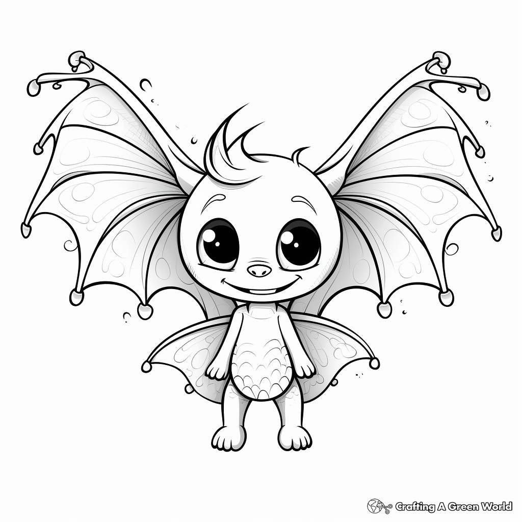 Whimsical Cartoon Bat Coloring Pages 4