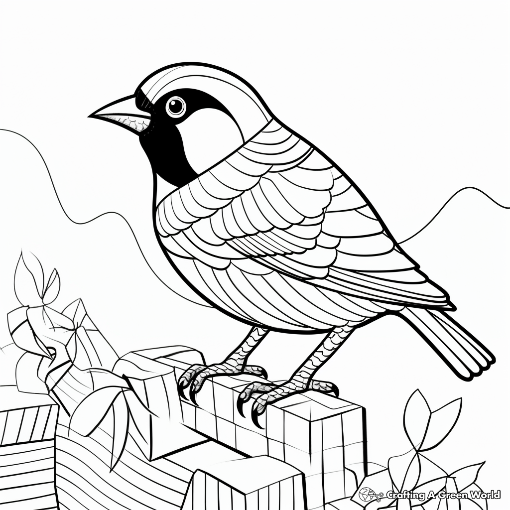 Whimsical Cartoon Black Capped Chickadee Coloring Pages for Children 2