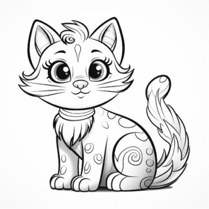 Whimsical Cheshire Rainbow Cat Coloring Pages 3