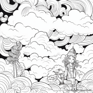 Whimsical Clouds and Sky Coloring Pages 1
