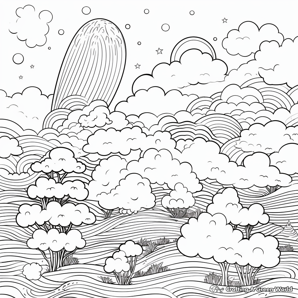 Whimsical Clouds and Sky Coloring Pages 2