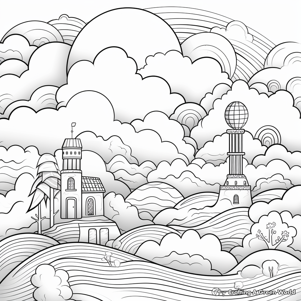 Whimsical Clouds and Sky Coloring Pages 3