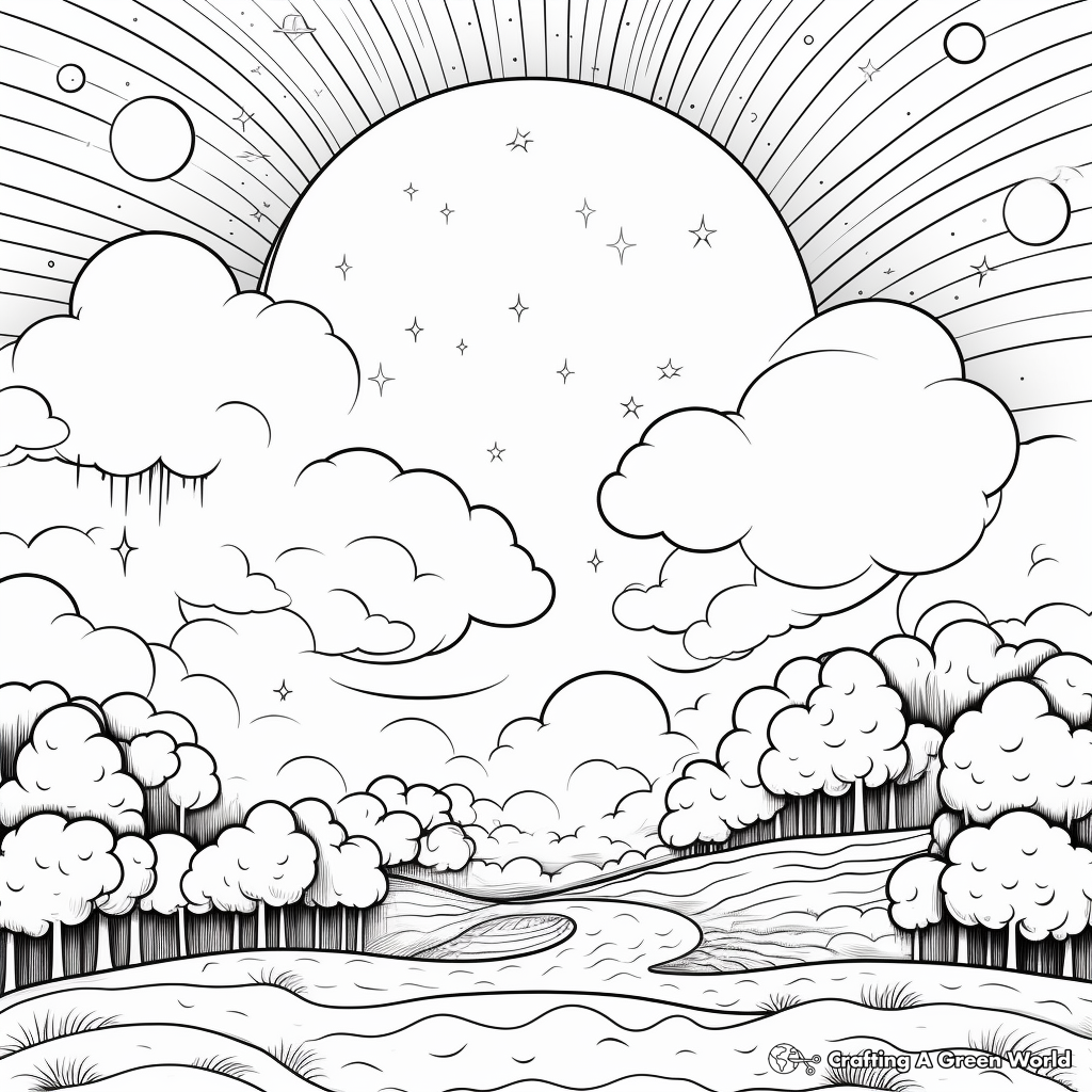 Whimsical Clouds and Sky Coloring Pages 4