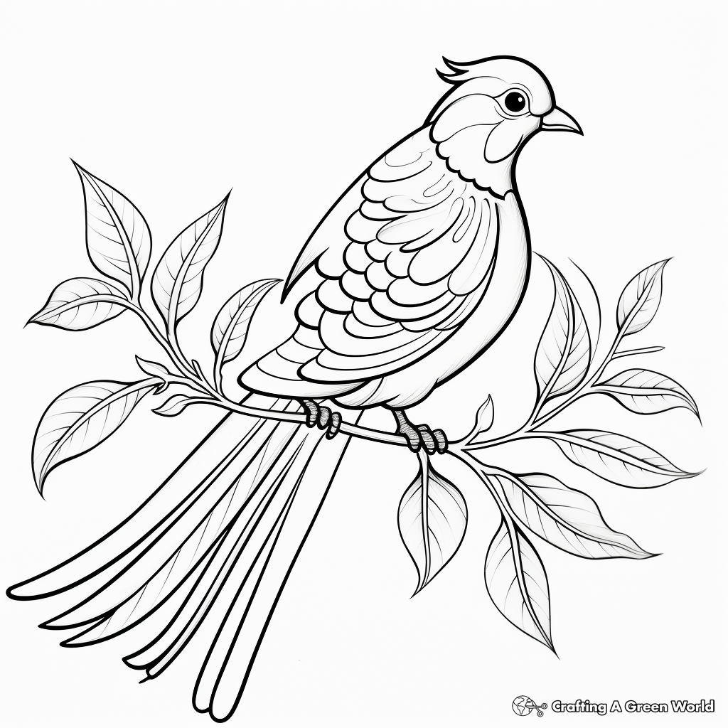 Whimsical Dove with Olive Branch Coloring Pages 2