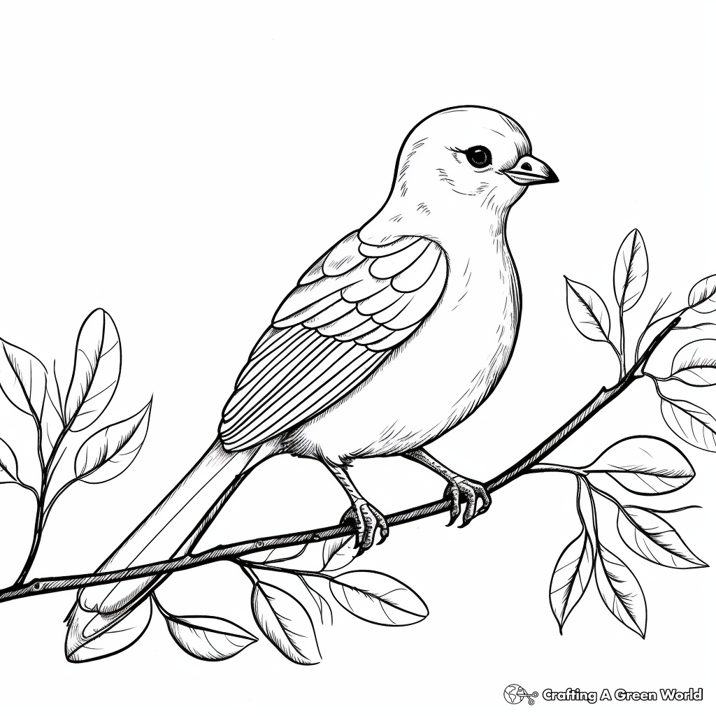 Whimsical Dove with Olive Branch Coloring Pages 4