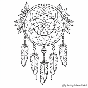 Whimsical Dreamcatcher Coloring Pages 1
