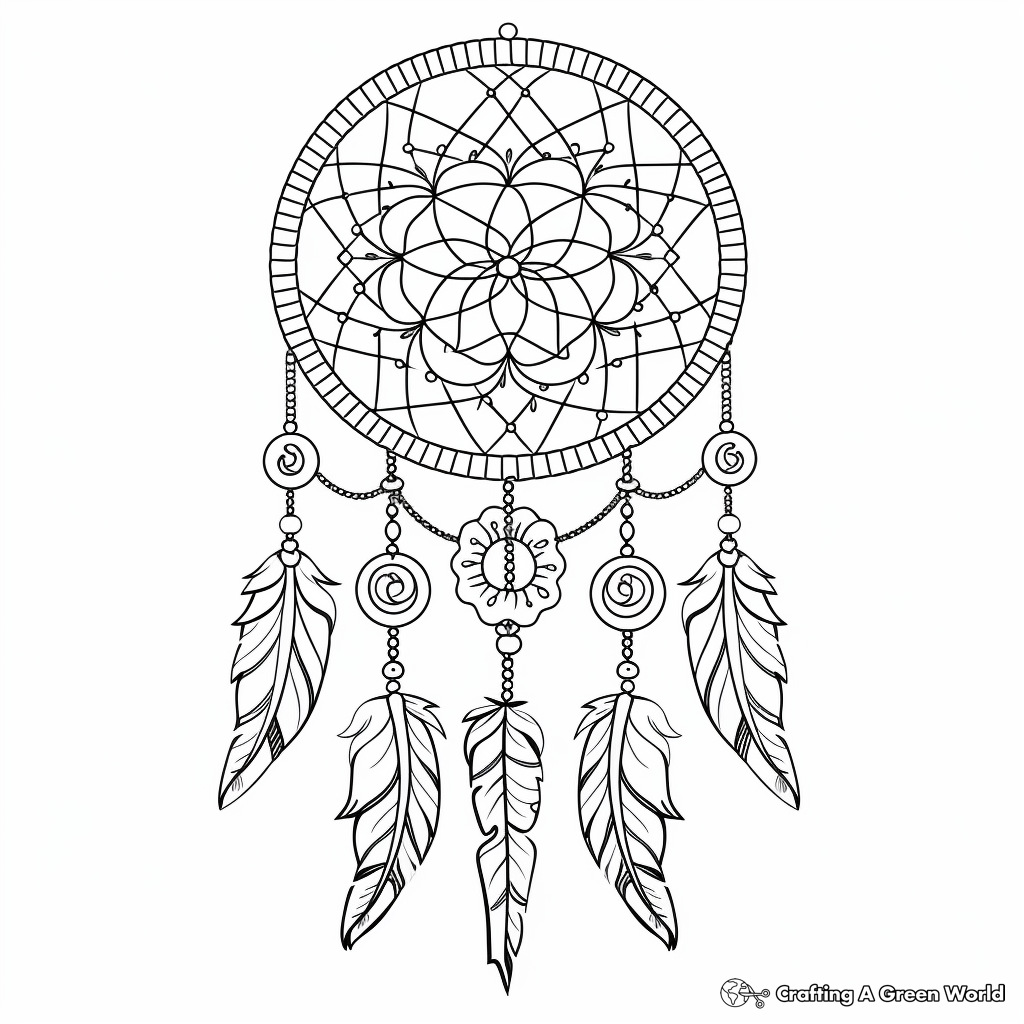 Whimsical Dreamcatcher Coloring Pages 2