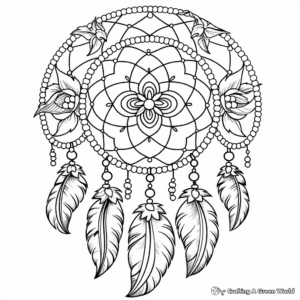 Whimsical Dreamcatcher Coloring Pages 3