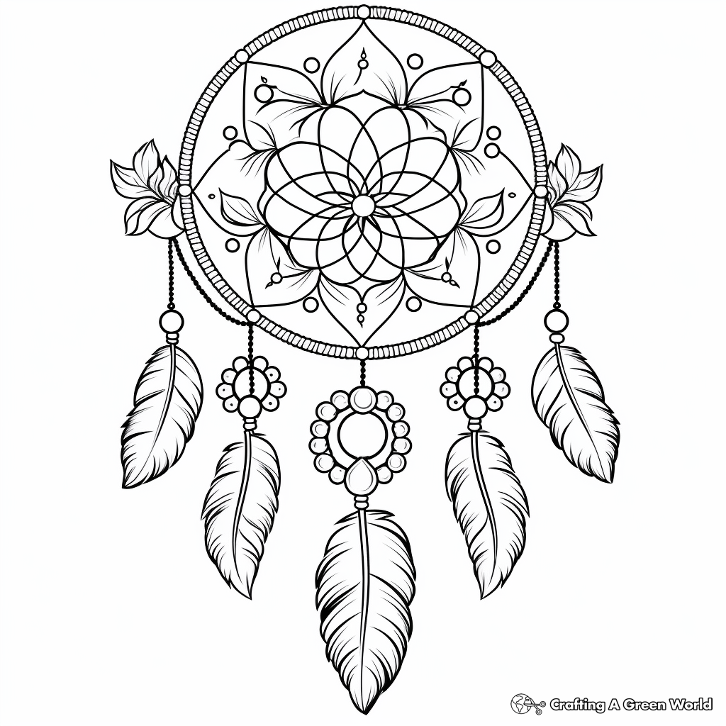 Whimsical Dreamcatcher Coloring Pages 4