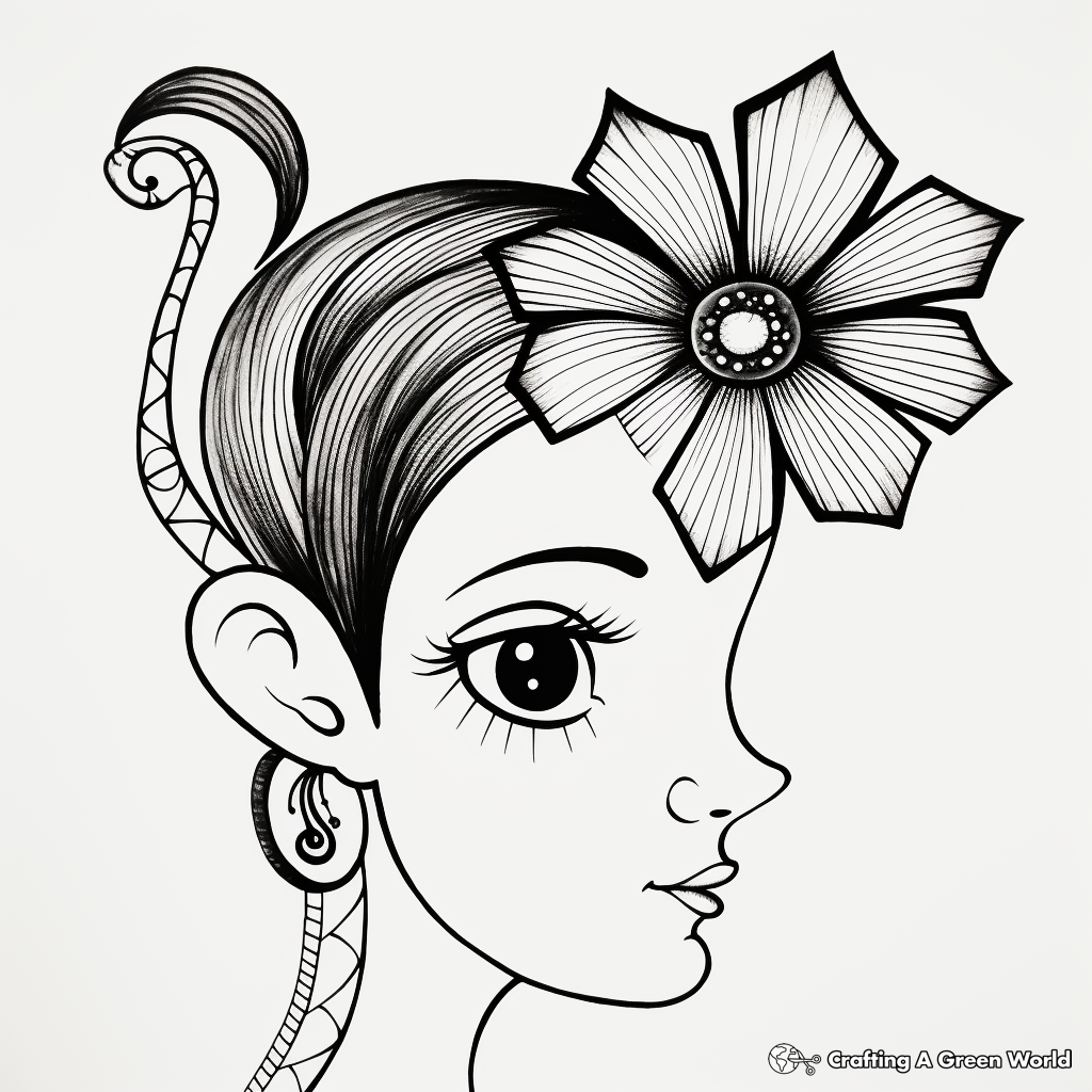 Whimsical Ear and Flower Coloring Pages 2