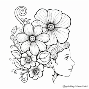 Whimsical Ear and Flower Coloring Pages 3