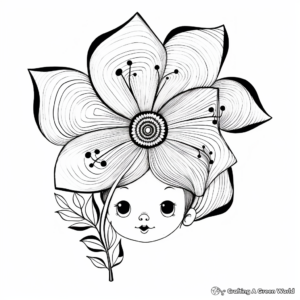 Whimsical Ear and Flower Coloring Pages 4