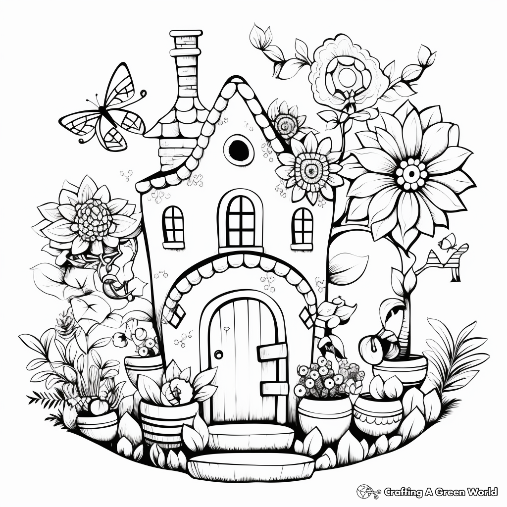 Whimsical Fairy Garden Coloring Pages 1