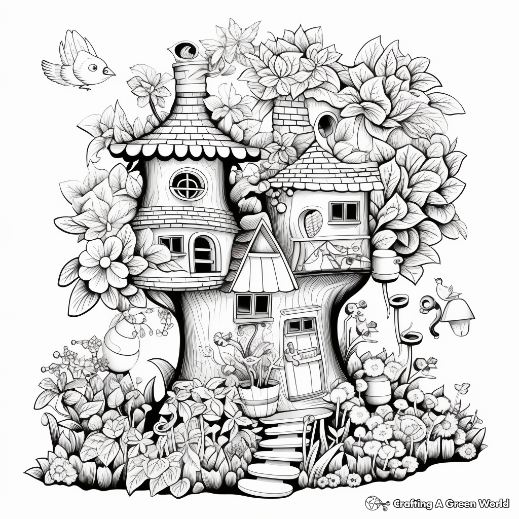 Whimsical Fairy Garden Coloring Pages 2